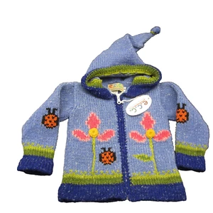 Ecuadorian Clothing Company Sweater Jacket Boys size 2 Wool Hooded Zip Up New - Picture 1 of 14