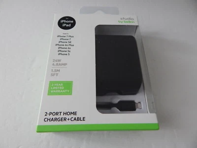 Cargador doméstico Studio by Belkin 2 puertos + cable de iluminación de 1,5 M nuevo Foto 1 de 4