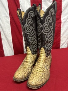 Tony Lama Python Snakeskin Cowboy Western Boots Men's Size 6 E A677 - Picture 1 of 13