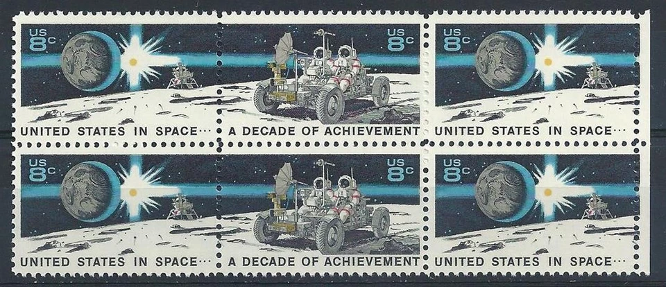 US 1971 Sc# 1434-35 set Space Moon  Lunar Rover block 6 MNH - Image 1 of 1