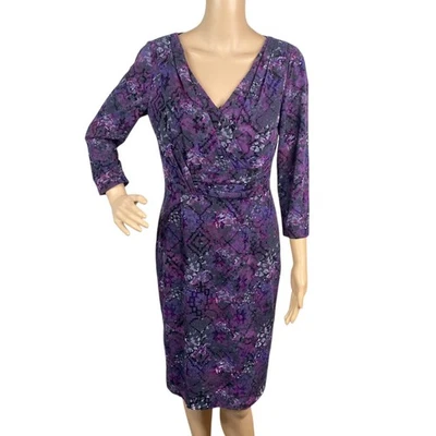 Vestido David Meister Y2K Púrpura Terciopelo Burnout Imitación Envolvente Talla 6 Foto 1 de 4