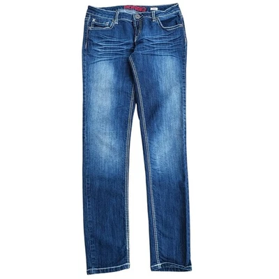 Pantalones de mezclilla Bongo vintage para mujer talla 31x32 azules descoloridos ajustados Y2K etiqueta elástica 11 Foto 1 de 4