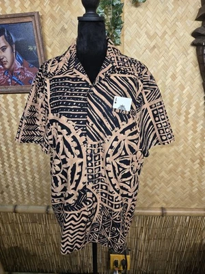 Camisa Aloha Vintage Waltah Clarke's Hawaiian Barkcloth m1093 Foto 1 de 4