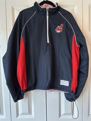 Rare Reversible Cleveland Indians Pullover Windbreaker Chief Wahoo Logo Size M - Image 1 of 4