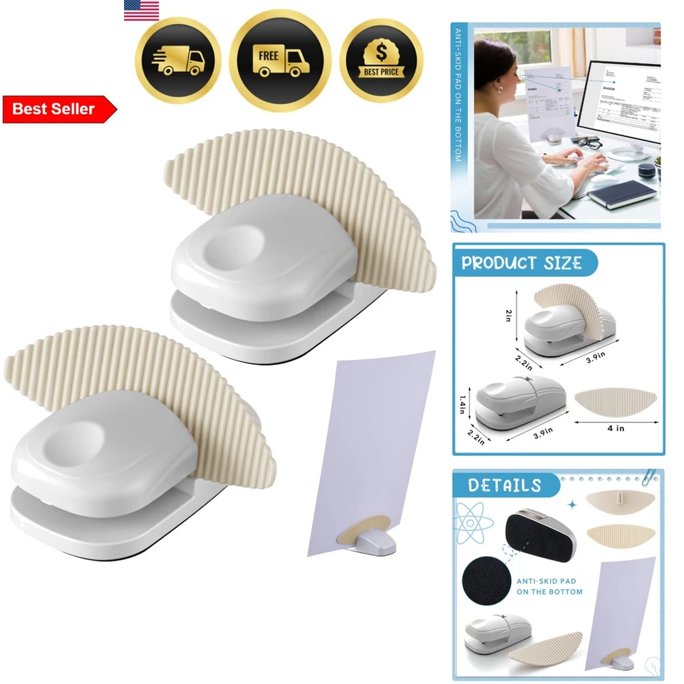 Paper Holder Stand for Documents Desk Clip Non-Slip 2 Pack White Office - Image 1 of 4