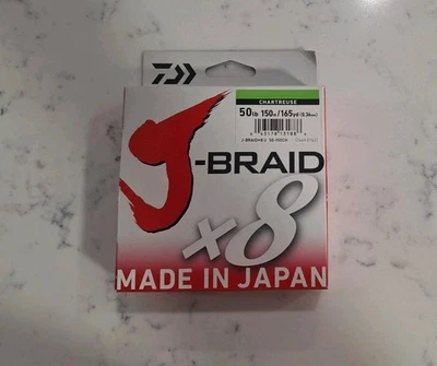 Daiwa J-Braid X8 Braided Fishing Line 50lb - 165 Yards (150 M) Chartreuse  - Image 1 of 3