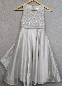 Tip Top Silver Dress Sparkle Bodice Girls Sz 10 Party Pageant Wedding Formal USA - Picture 1 of 7