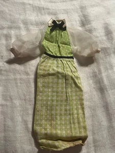 Vtg 1973 Quick Curl Kelley barbie Green Gingham Dress Only - Picture 1 of 2