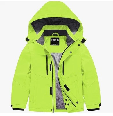 Pursky Waterproof Ski Jacket Kids Winter Snow Coats Size 10/12 Green New & Tags - Image 1 of 4