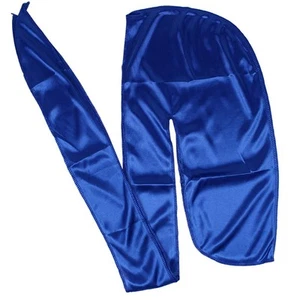 Men Silk Durag Long Straps Bandanas for Men Headwear Waves Cap (Royal Blue) - Picture 1 of 3