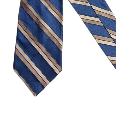 Covington Silk Repp Tie Men’s 59.5” Navy Gold Stripe Preppy Designer Wide New - Image 1 of 4