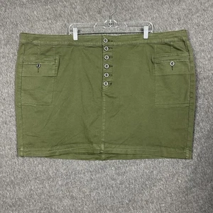 Torrid Mini Twill Button Fly Skirt Womens 30 Green Deep Depths Stretch Pockets - Picture 1 of 13