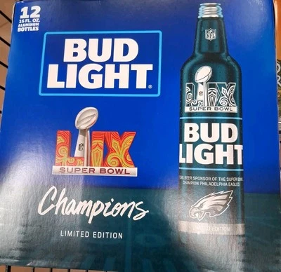  Lata de alumínio Philadelphia Eagles Super Bowl 59 LIX Champion Bud Light cerveja X2 - Imagem 1 de 3