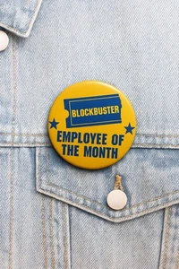 Vintage Blockbuster Video Employee Of The Month Badge Pin -90s Nostalgia Movies - Picture 1 of 6