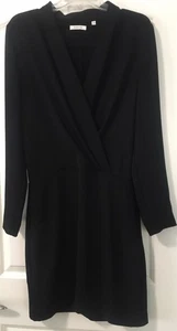 ARITZIA BABATON SCHWARZ V-AUSSCHNITT CROSSOVER PLISSEE OBERTEIL LANGARM KLEID - 10 - Bild 1 von 6