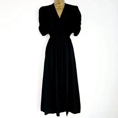 NEW Ex DOROTHY PERKINS 10-24 Black Pleated Midi Wrap Dress Occasion Wedding - Image 1 of 4