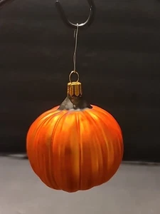 Vintage deutscher mundgeblasener Glas Kürbis Ornament Herbst Halloween Ernte 4" Weihnachten - Bild 1 von 4