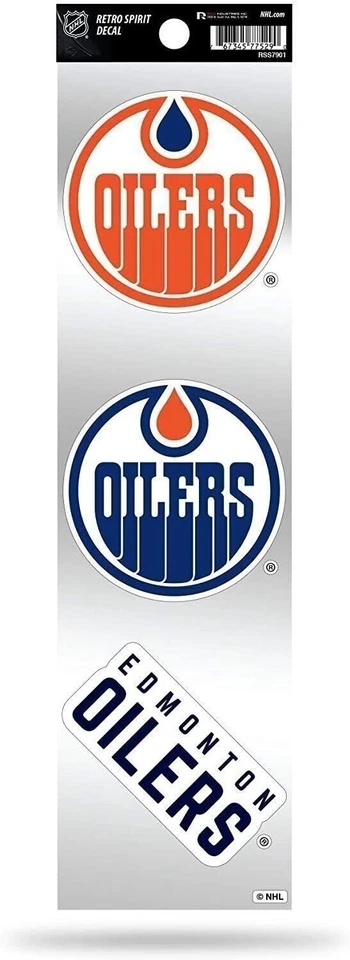 Edmonton Oilers 3pc Retro Spirit Decals Premium Throwback Stickers - Image 1 of 1
