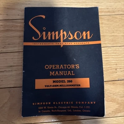 Simpson Operator's Manual Volt-Ohm-Milliammeter Model 260 - Image 1 of 2
