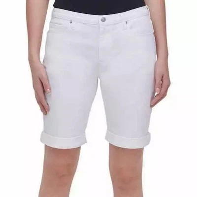 DKNY Women's Denim Bermuda Short, White 14 - Image 1 of 2
