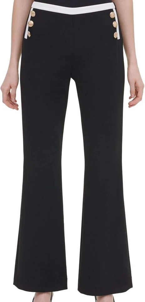 CALVIN KLEIN женщин 10 широкая нога брюки эластичной Sailor латуни кнопки контраст отделки - Изображение 1 из 4