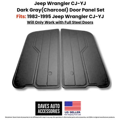 Par de paneles de puerta gris oscuro (carbón) Jeep CJ-YJ Scrambler Wrangler 1982-1995 Foto 1 de 4