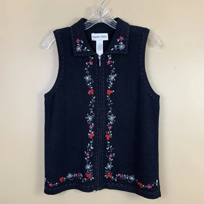 Chaleco de estudio Hampshire para mujer pequeño bordado rosas tejido floral cremallera casa de campo de colección Foto 1 de 4