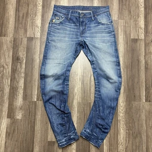 Pantalones de mezclilla ajustados G Star Raw Arc 3d para hombre 34x32 azul desgastado desteñido cremallera bigote - Imagen 1 de 16
