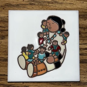 TEISSEDRE DESIGNS INC 4x4 Tile Native American Story Teller Coaster, Trivet - Picture 1 of 5