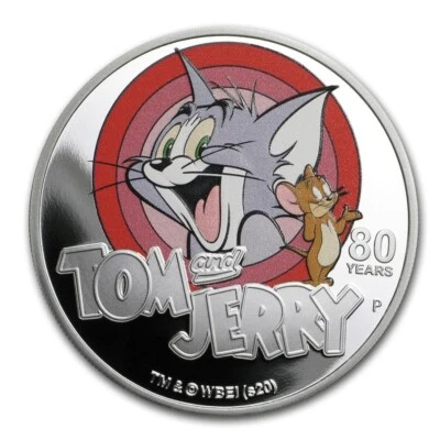 2020 Tuvalu 1 oz Proof Silver Tom and Jerry 80th Anniversary - Image 1 of 4