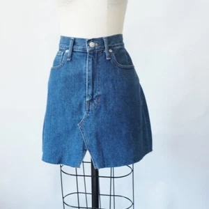 NWT Madewell Denim Mini Skirt Blue 27 hipster preppy western coastal cowgirl - Picture 1 of 8