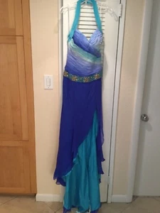 ALYCE Design NUEVO SEDA Desfile Baile de graduación Formal Vestido Largo Azul Real Ombre con Tren 8 - Imagen 1 de 9