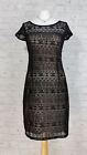 Damen Kurzarm Kleid Spitze Schwarz Größe S 412-1539