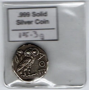 Tetradrachm Athens Attica Owl of Athena .999 Silver Must Read Description - Picture 1 of 2