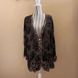 Soft Surroundings Women’s Floral Rayon Silk Blend Jewel Clasp Kimono Top 2XL - Picture 1 of 13