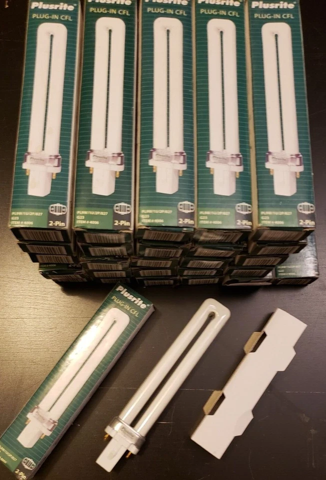 (批量27)9瓦荧光灯灯泡PL9W/1U/2P/827 Plusrite 4006全新带盒 — 第 1/4 张图片