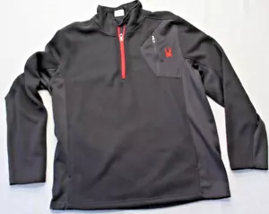 Spyder 1/4 Zip Black 100% Polyester Pullover Chest Pocket Men's XL - Picture 1 of 11