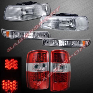 Set of Clear Headlights w/ park Signal + LED Taillights for 00-06 Suburban Tahoe - Picture 1 of 5