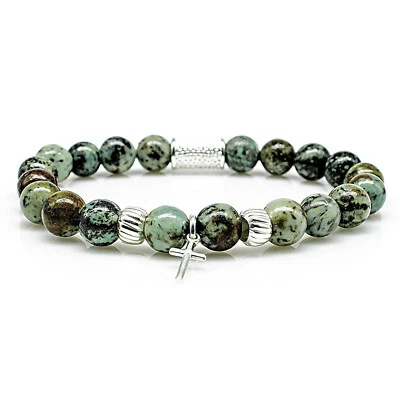 African Türkis 925 Sterling Silber Armband Bracelet Perlenarmband Anhänger  - Bild 1 von 4
