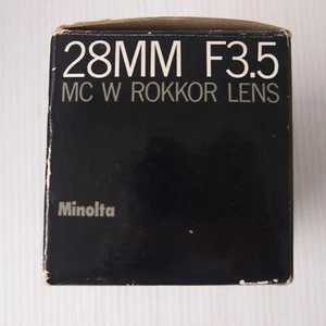 Minolta MC W.Rokkor-SG 1:3.5 28mm prime lens MD mount box, case & Soligor 2B - Picture 1 of 15