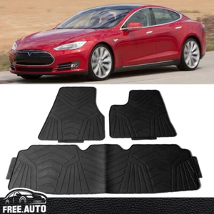 Apto para alfombrillas coche Tesla Modelo S 12-20 toda temporada delantera y segunda fila-3 piezas - Imagen 1 de 8