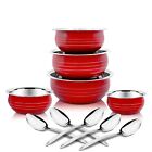 Stainless Steel Red Handi Patila Cook Serve Induction Bottom Cookware Set