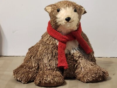 老式手工圣诞极熊草皮制作家居装饰 8"X 10" — 第 1/4 张图片