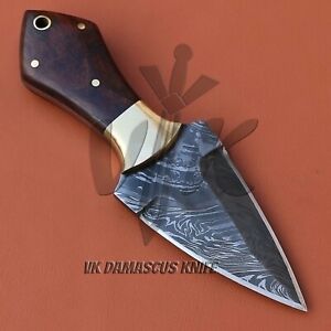 Custom Handmade Damascus Dagger Fixed Blade Hunting Knife with Sheath VK4013 
