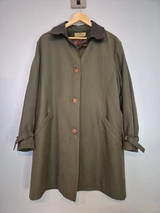 Henry White Ireland Lined Overcoat Leather Collar Green UK 18 - Picture 1 of 10