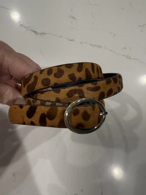 Women’s Skinny Leather Animal Print Belt Gold Buckle Unbranded EUC - Image 1 of 3