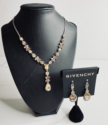Givenchy Collana e Orecchini Tono Oro Rosa con Cristallo