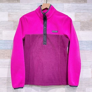 Columbia Three Lakes Colorblock Fleece Pullover Pink Purple 1/4 Snap Womens XS - Picture 1 of 8