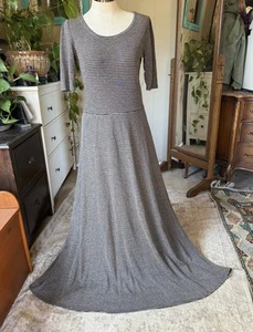 Nuevo con etiquetas Maxi Vestido Largo LuLaRoe Ana Metálico Dorado Gris Rayas Elegante XL Unicornio - Imagen 1 de 10