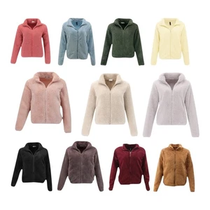 Womens Fleece Teddy Jacket Warm Winter Zip Up Soft Sherpa Coat Casual Outerwear - Picture 1 of 70